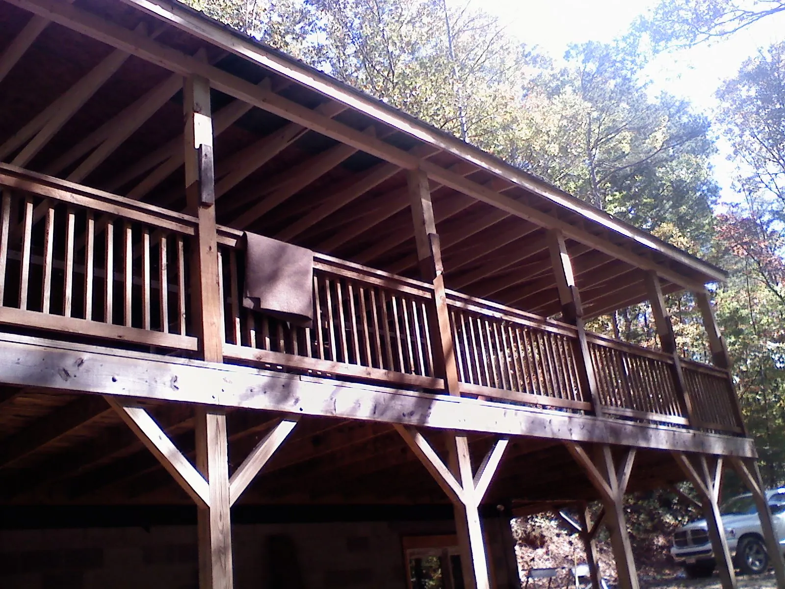 Timber framing under a new elevated porch and deck — Roof Leak Repair in Hailey by Roofing Brothers
